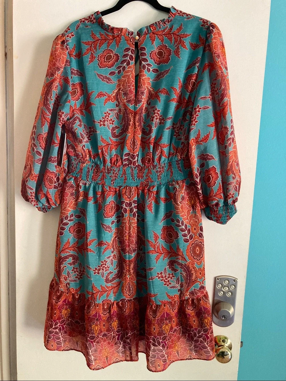 Julia Jordan NWT Dress Size 16 Teal Orange Autumn Floral Midi Lined